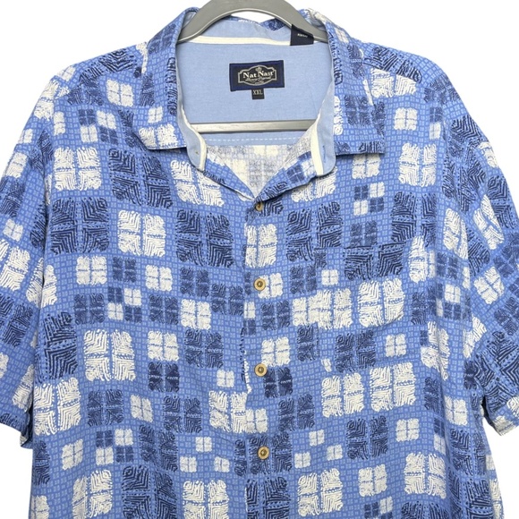 Nat Nast Shirt Mens XXL Blue Silk & Cotton Luxury Originals Button Up Shirt - Picture 2 of 8